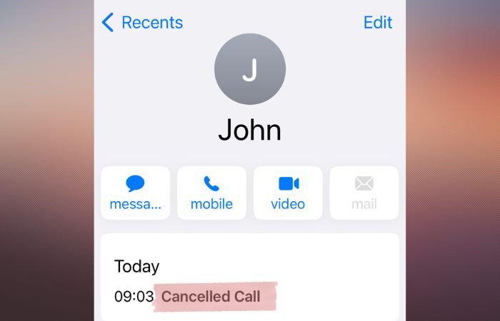 Cancelled Call iPhone